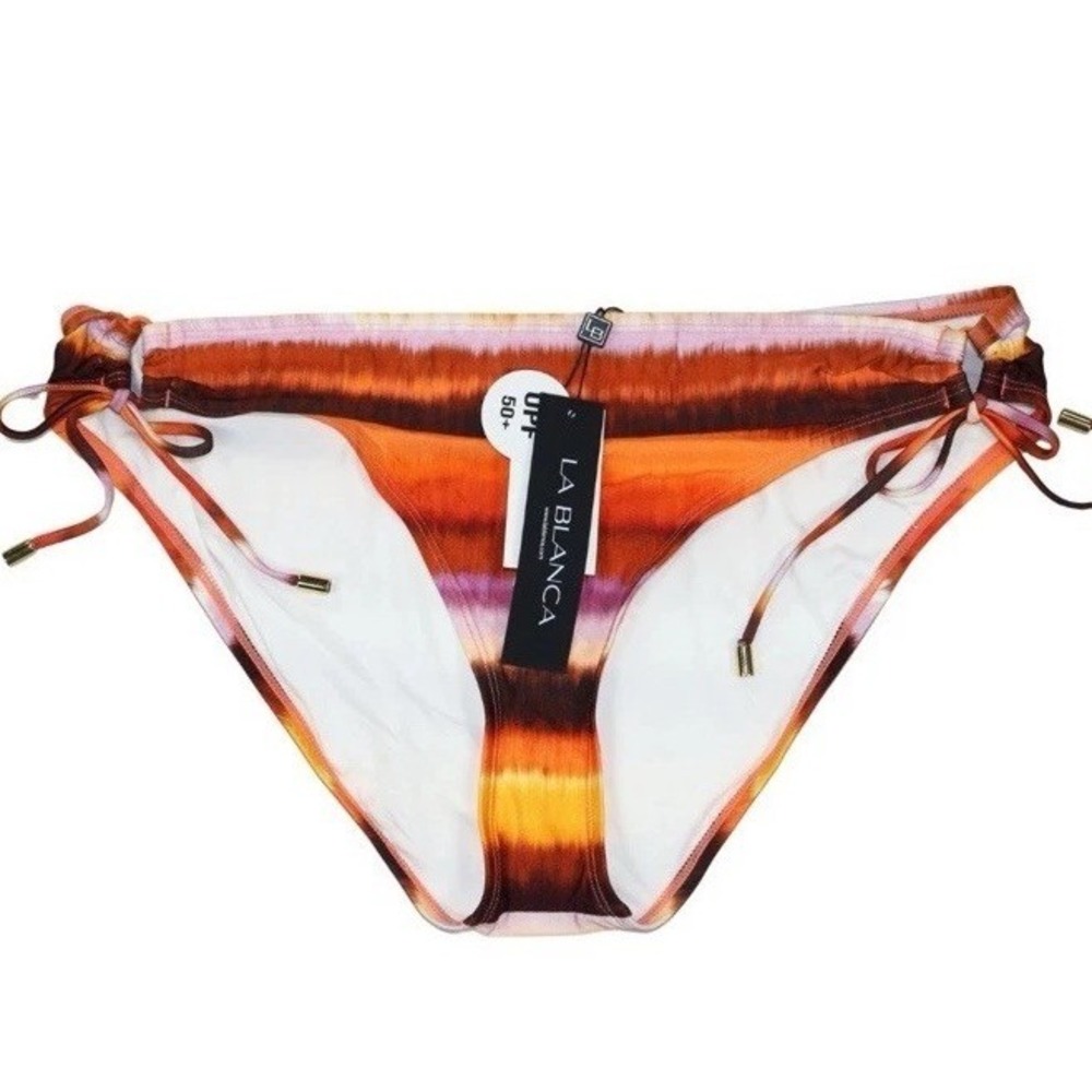 La Blanca Tie Dye Sunset Bikini Bottom Drawstring Side Tie Women's Sz 10 LB5RX94